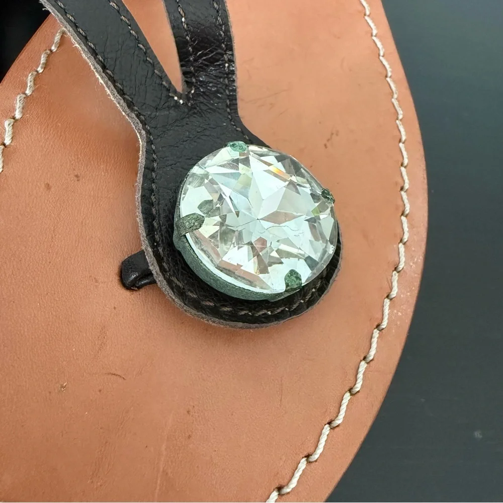 SCHETTINO DI CAPRI Leather Sandals Embellished with Crystal